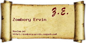 Zombory Ervin névjegykártya